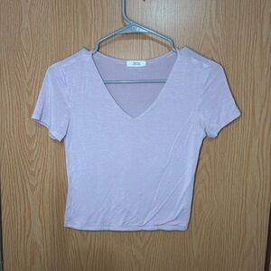 Active USA Light Purple V-Neck Crop Top